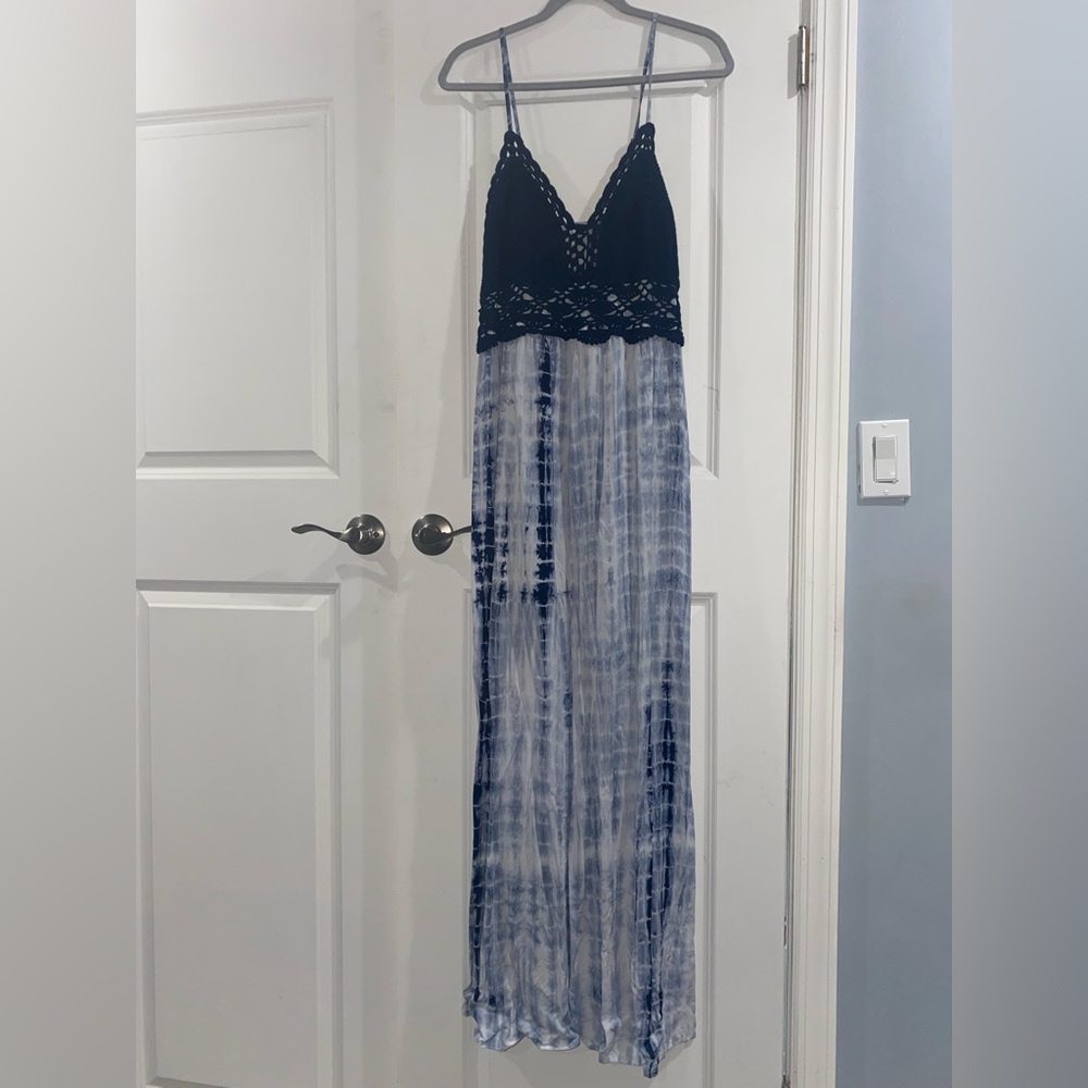 Xhilaration Blue Tie-Dye Maxi Dress